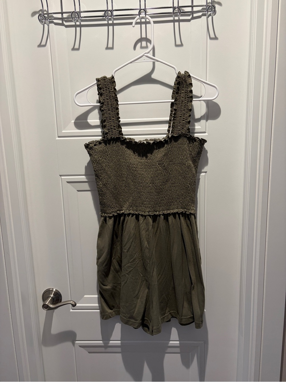 Girls Olive Smocked Tank Dress